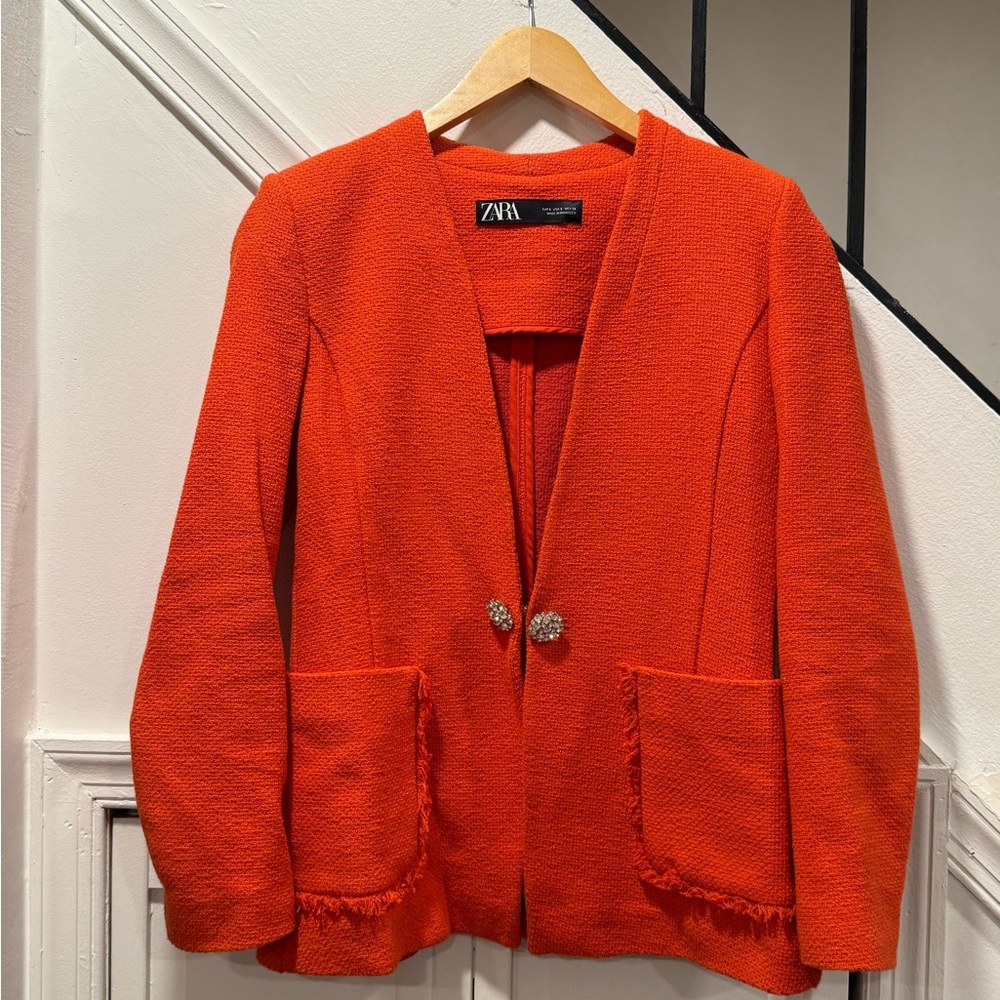 Zara Women's Bold Orange Blazer Size Small - worn 3x good condition